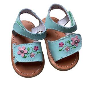 Kid Express New Blue Floral Embroidered Toddler Sandals Size 3
